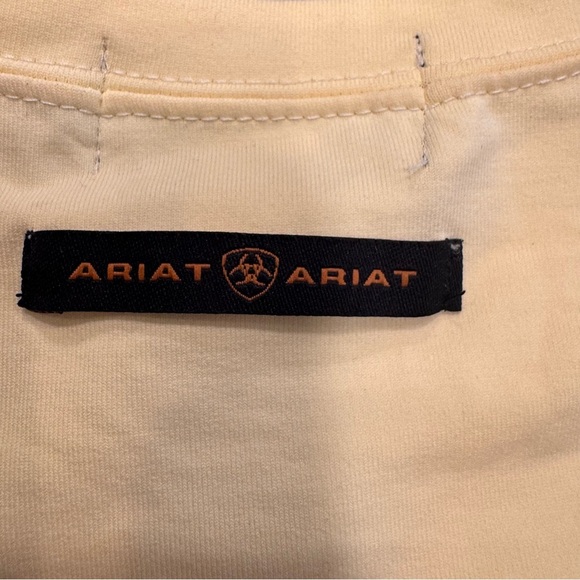 Ariat T Shirt Womens Sz L  Yellow Short Sleeve Performance Tee Crew-Neck Top - Picture 8 of 8